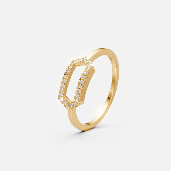 Stylish Open Hexagon Shape Diamond Ring